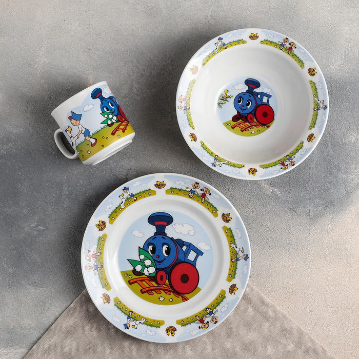 Набор посуды детский 20х13х20 см "Паровозик из Ромашково"