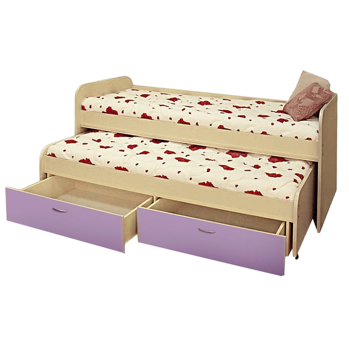 Кровать 2-ярусная Антошка, 1960х860х860, Дуб молочный/Лиловый, с матрасами