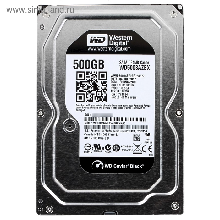 фото Жесткий диск wd original sata-iii 500gb wd5003azex caviar black