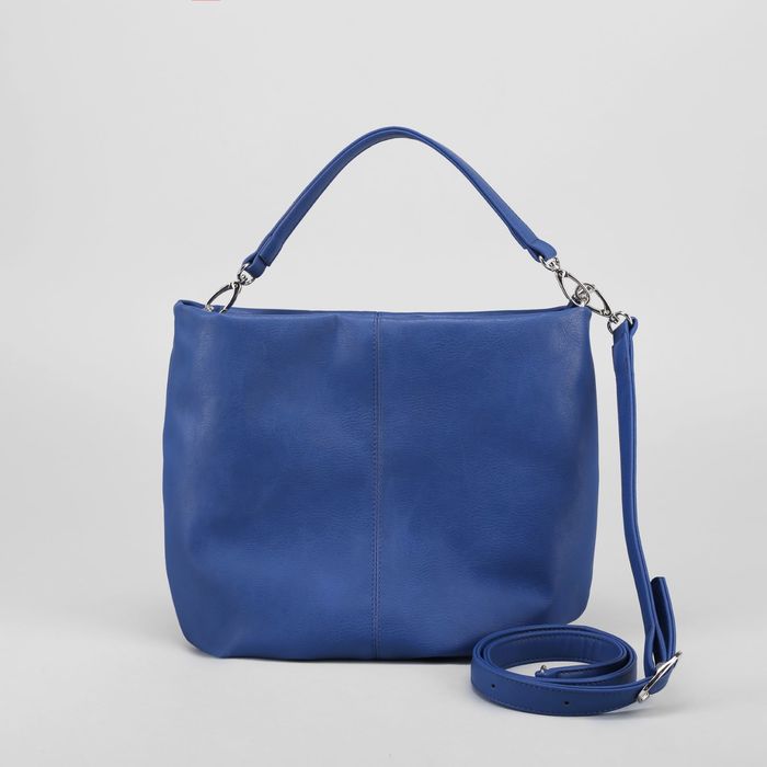 Сумка женская на молнии, 1 отдел, 1 наружный карман, синяя