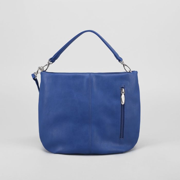 Сумка женская на молнии, 1 отдел, 1 наружный карман, синяя