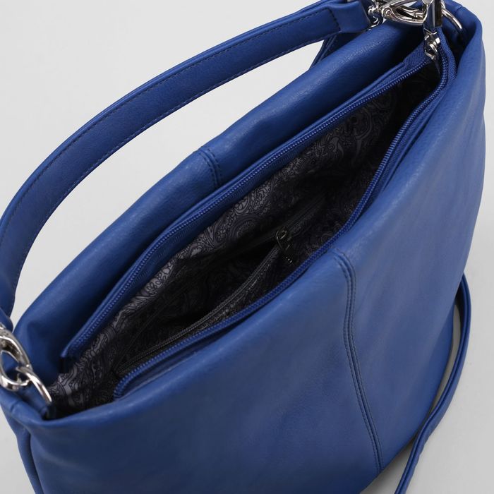 Сумка женская на молнии, 1 отдел, 1 наружный карман, синяя