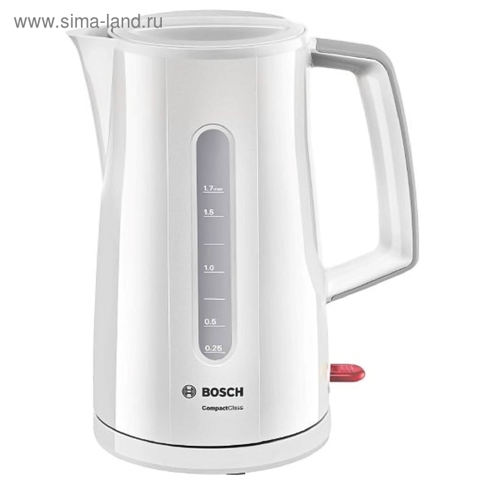 Чайник электрический Bosch TWK3A011 CTWK20, пластик, 1.7 л, 2400 Вт, белый чайник электрический bosch twk3a011
