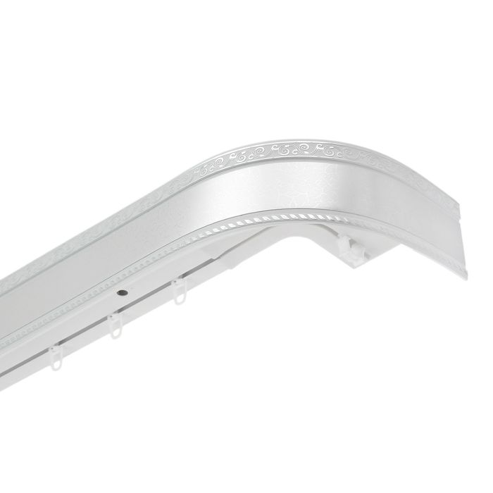 Карниз трехрядный 280 см, с декоративной планкой 7 см, "Ультракомпакт. Есенин серебро", цвет элегант