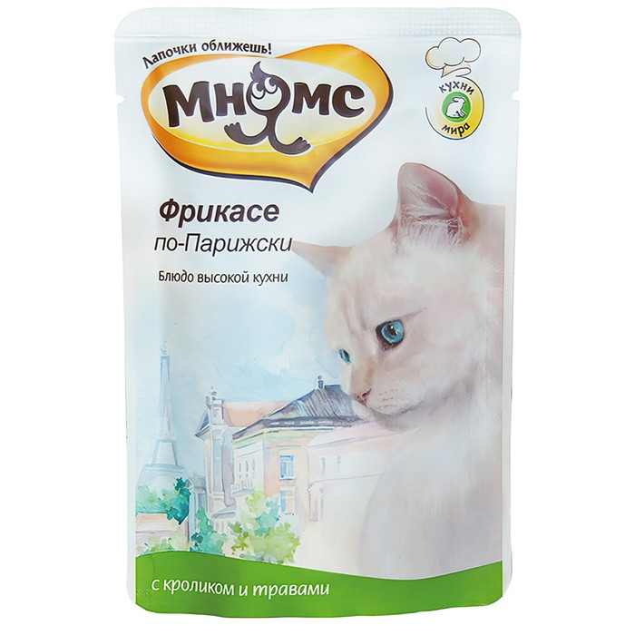 Влажный корм "Мнямс. Фрикасе по-Парижски" для кошек, кролик с травами, 85 г