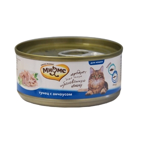 Влажный корм "Мнямс" для кошек, тунец с анчоусами в нежном желе, ж/б, 70 г