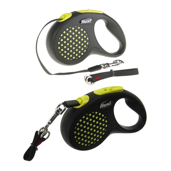 Рулетка Flexi Design S (до 15 кг) 5 м лента, черная/желтый горошек