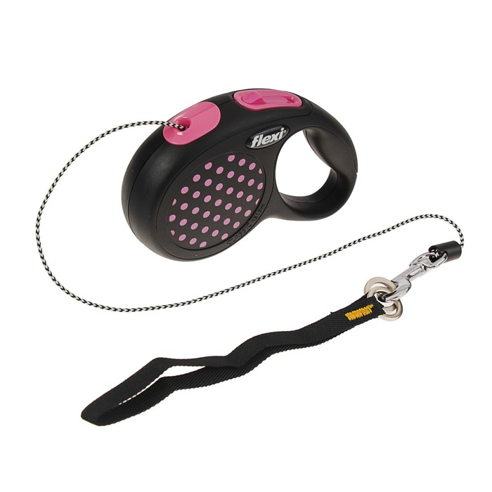 Рулетка Flexi Design XS (до 8 кг) 3 м трос, черная/розовый горошек
