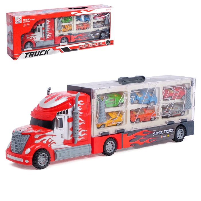 Машина "Автовоз" с 6 металлическими машинами, цвета МИКС