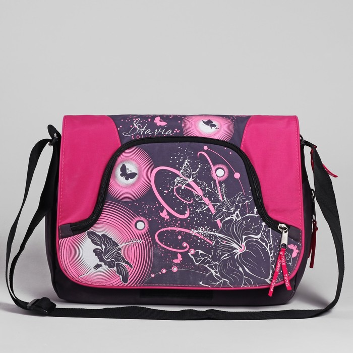 Сумка молодёжная на молнии "Прелесть", 1 отдел. 1 наружный карман, серый/розовый