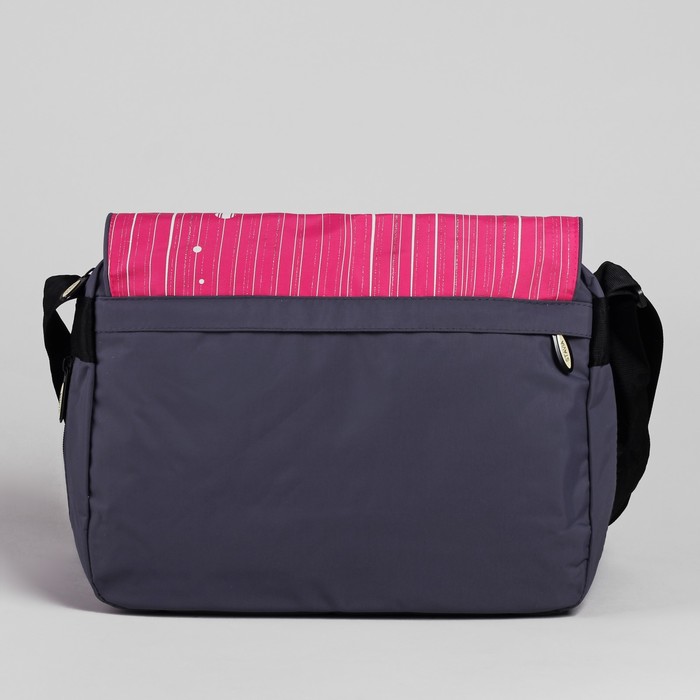 Сумка молодёжная на молнии "Цветочки-ромашки", 1 отдел, 1 наружный карман, серый/розовый