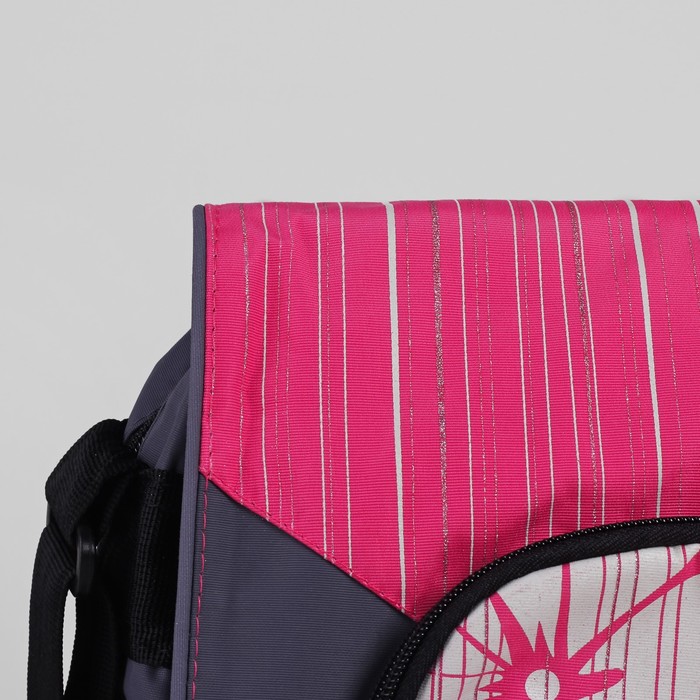 Сумка молодёжная на молнии "Цветочки-ромашки", 1 отдел, 1 наружный карман, серый/розовый