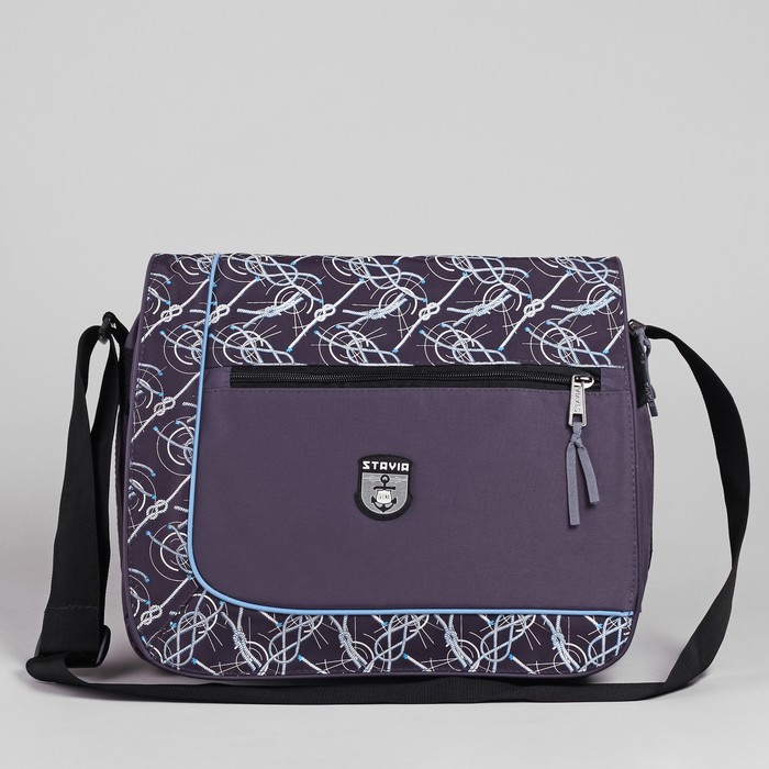 Сумка молодёжная на молнии "Морские узлы", 1 отдел, 1 наружный карман, цвет серый