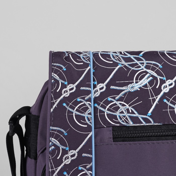 Сумка молодёжная на молнии "Морские узлы", 1 отдел, 1 наружный карман, цвет серый