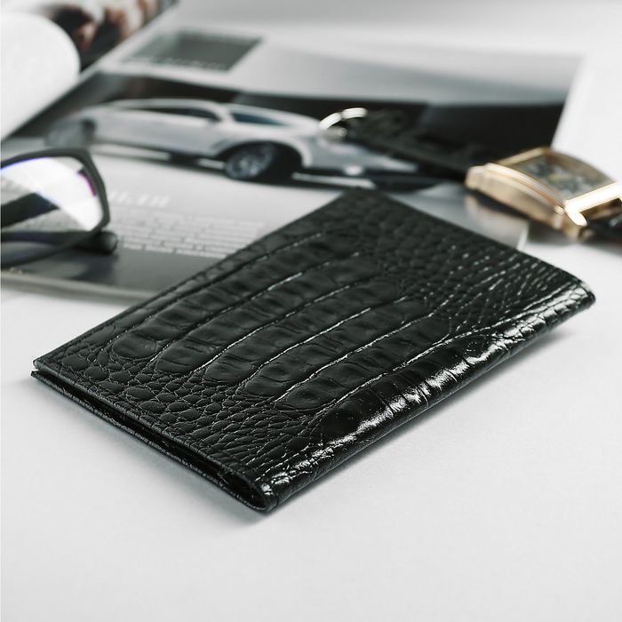 Обложка для автодокументов, чёрный кайман