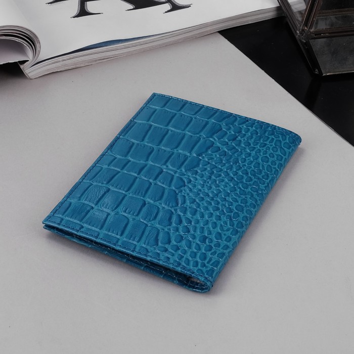 Обложка для автодокументов, бирюзовый крокодил