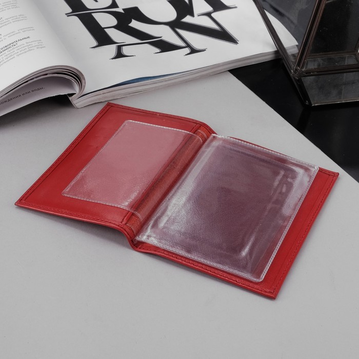 Обложка для автодокументов, красный глянцевый