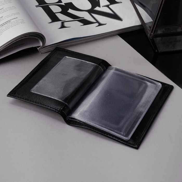 Обложка для автодокументов, чёрный глянцевый