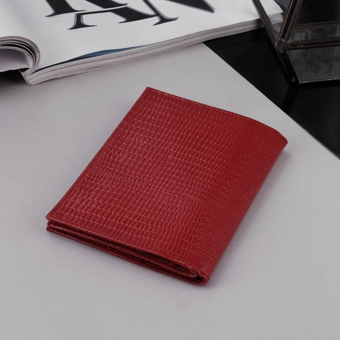 Обложка для автодокументов и паспорта, ящерица, цвет красный