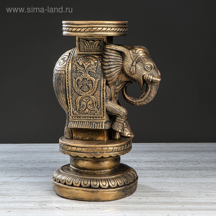 фото Подставка декоративная "слон индийский", бронзовая, 34 см premium gips