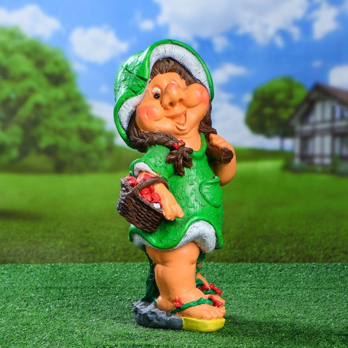 Садовая фигура "Гном", девочка, платье микс, 50 см