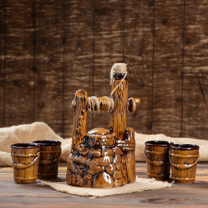 Штоф с рюмками "Колодец" 5 предметов, 1/0,25 л