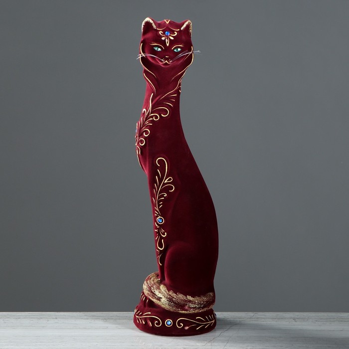 Копилка "Большая кошка" флок, бордовая