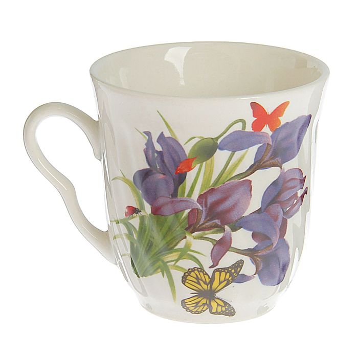 Кружка 200 мл "Бриз" деколь, цветы с бабочкой