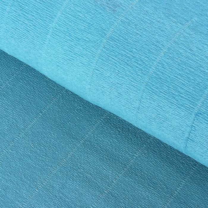 Бумага для упаковок и поделок, гофрированная, лазурь, голубая, однотонная, двусторонняя, рулон 1 шт., 0,5 х 2,5 м