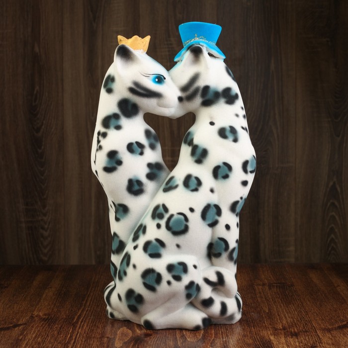 Копилка "Пара пантер" флок белая