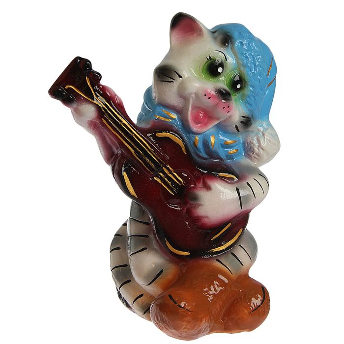 Копилка "Кот с гитарой " глянец, белая, микс