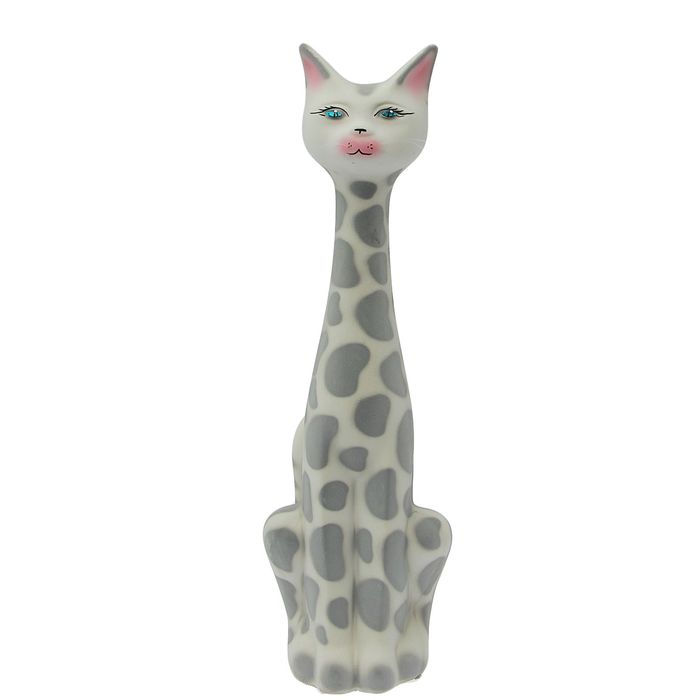 Копилка "Кот Элвис" флок, белая леопард