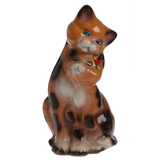 Копилка "Герда с котёнком" средняя, глянец, бежевый леопард