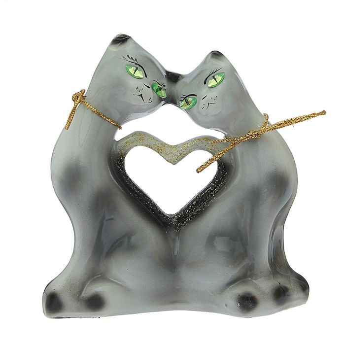 Копилка "Котики с сердцем" мини, глянец, серая