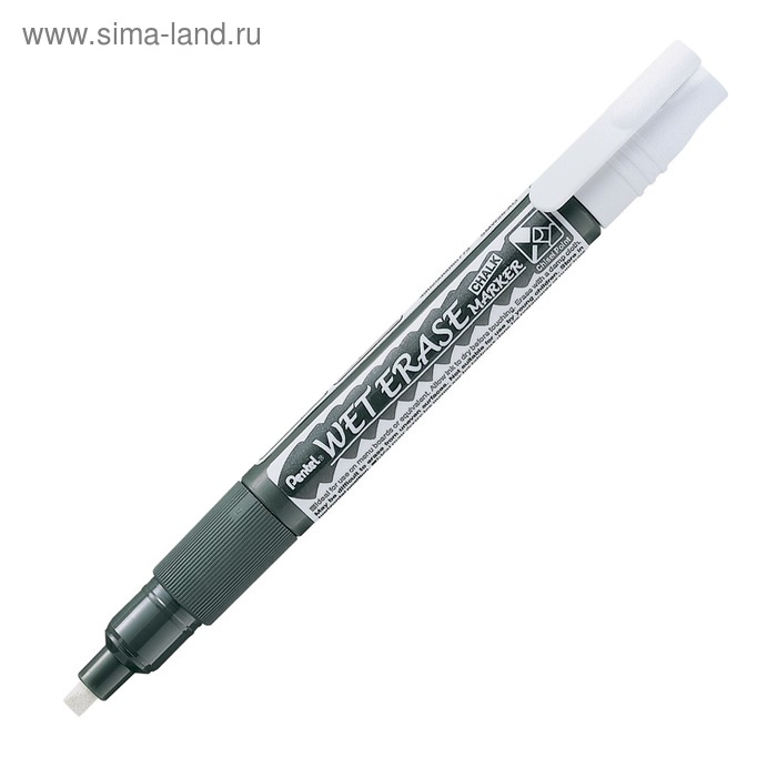 Маркер меловой Pentel Wet Erase Marker 2.0/4.0 мм, стирающийся, для стекла, металла, зеркала, пластика, белый