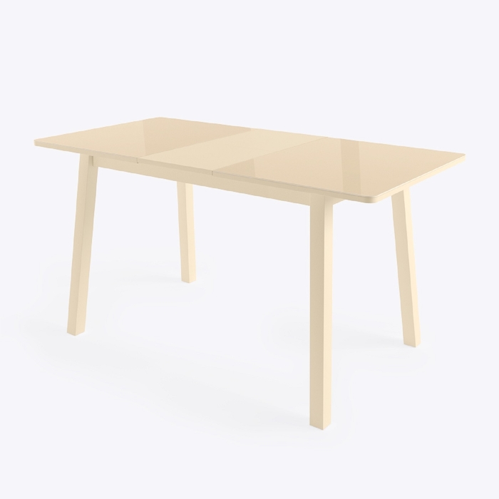 Стол раздвижной со стеклом ТИРК 110(140)х70 Кремовый/Кремовый