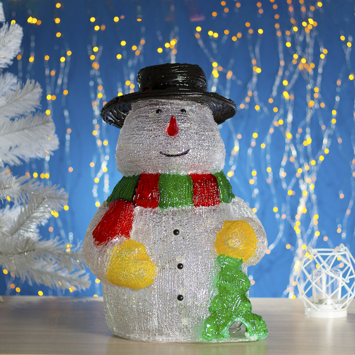 Фигура акрил. "Снеговик с елкой" 29х24х45 см, 220V, 50 LED, контроллер 8 режимов
