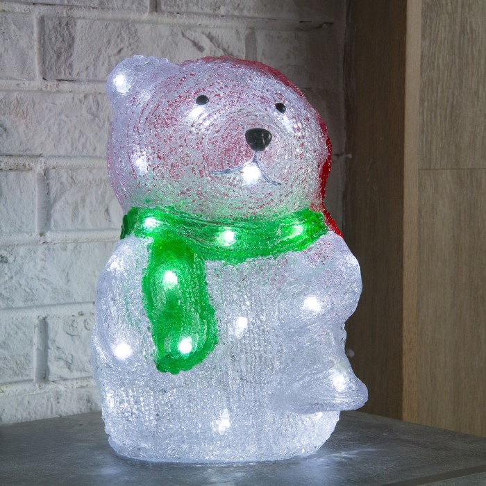 Фигура акрил. "Мишка с елкой" 20х18х29 см, 220V, 20 LED, контроллер 8 режимов