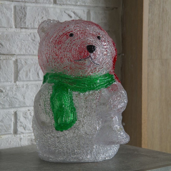 Фигура акрил. "Мишка с елкой" 20х18х29 см, 220V, 20 LED, контроллер 8 режимов