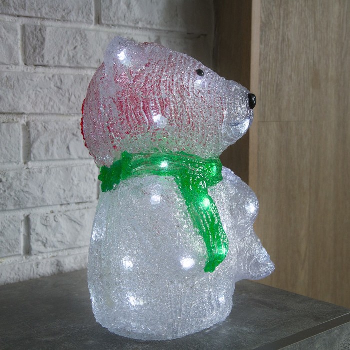 Фигура акрил. "Мишка с елкой" 20х18х29 см, 220V, 20 LED, контроллер 8 режимов