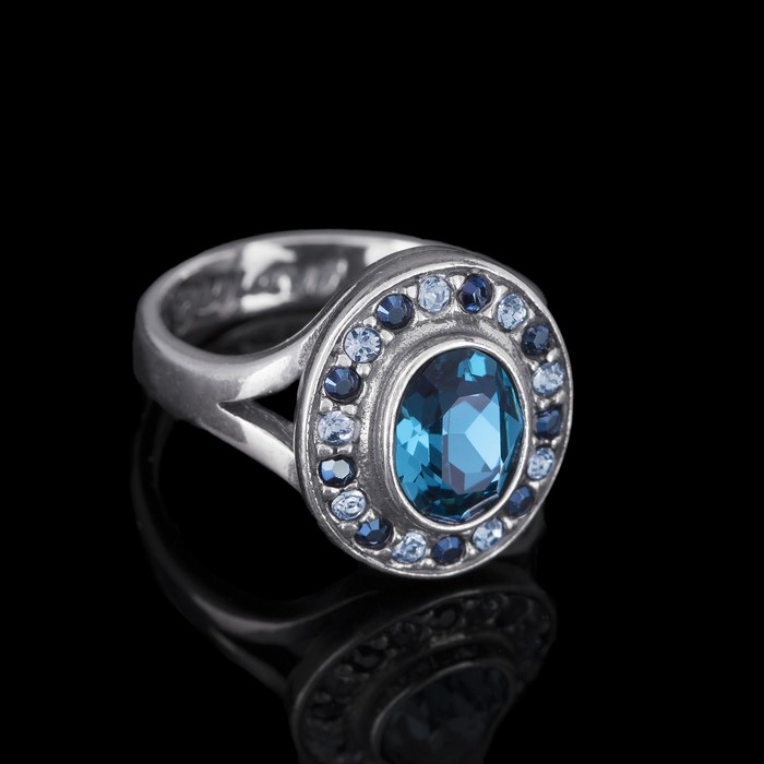 Кольцо "Навогеро", размер 18, цвет бирюзовый в черненом серебре
