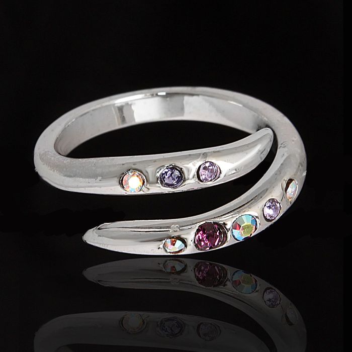 Кольцо "Марципан", безразмерное, цвет фиолетовый в серебре