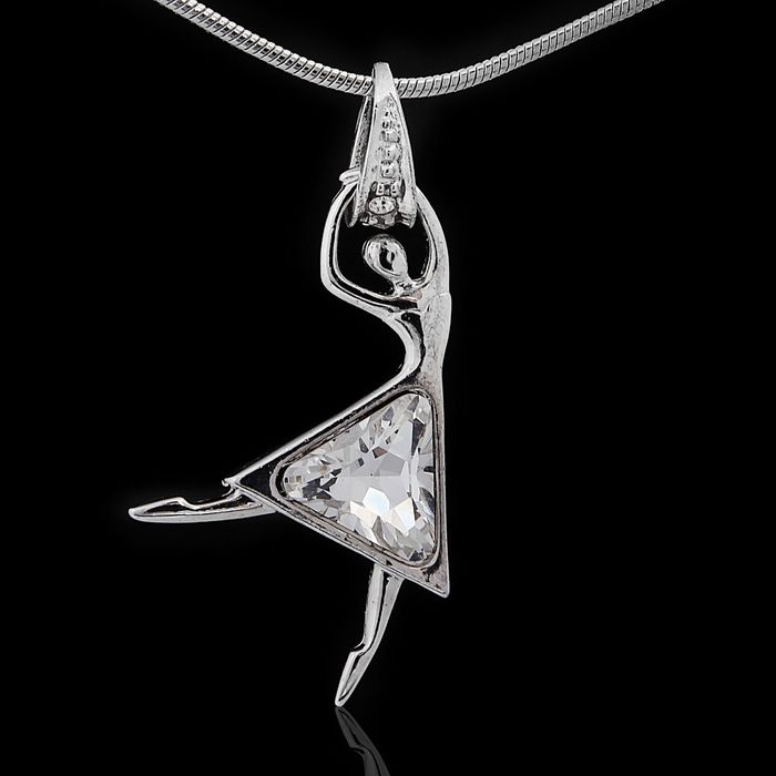 Кулон "Балерина", цвет белый в серебре