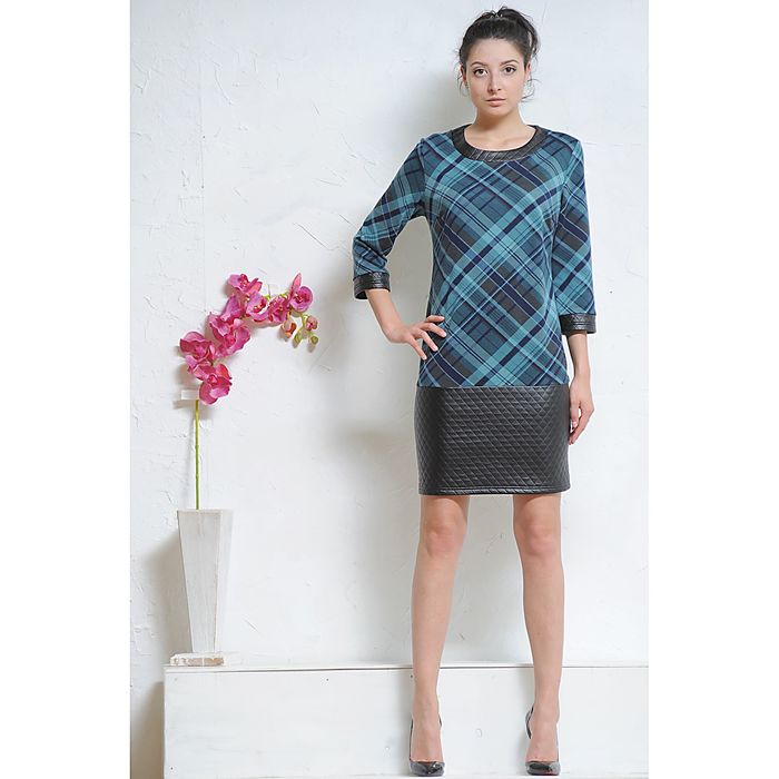 Платье 4997а, размер 46, рост 164 см, цвет черный/бирюза/т.синий