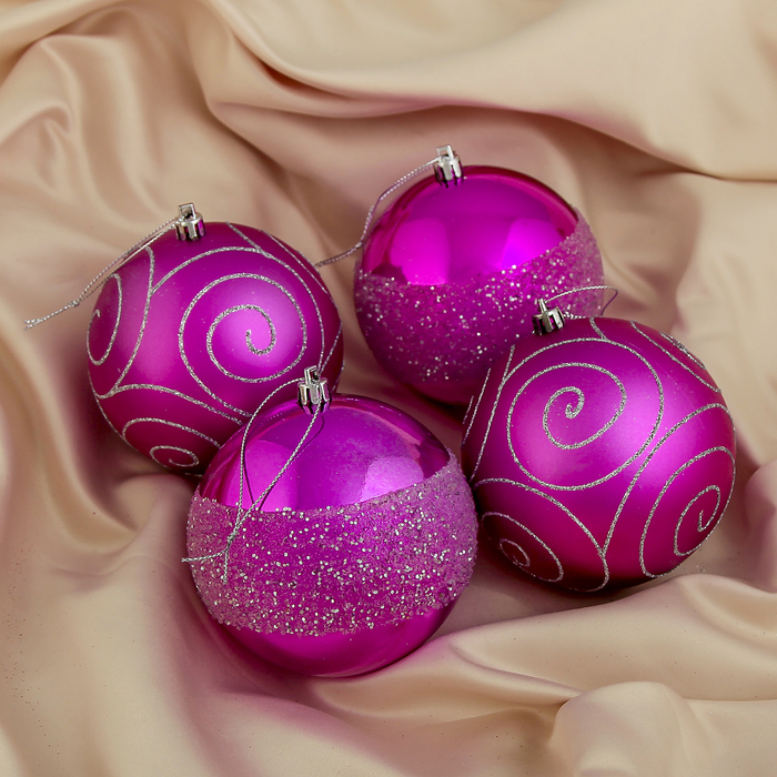 Новогодние шары "Розовый рай" (набор 4 шт.)