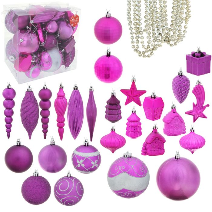 Ёлочные украшения "Пурпурное ассорти" (набор 42 шт.)