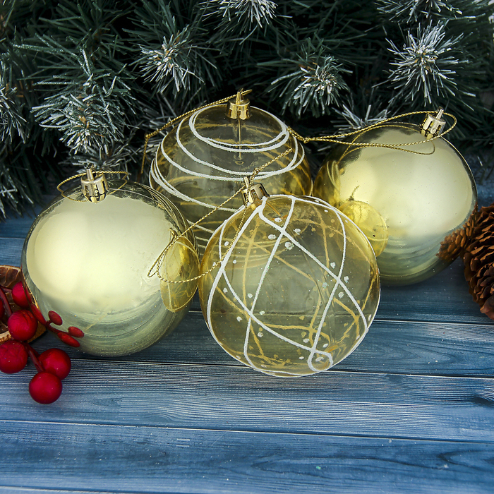 Новогодние шары "Золотая магия" (набор 4 шт.)