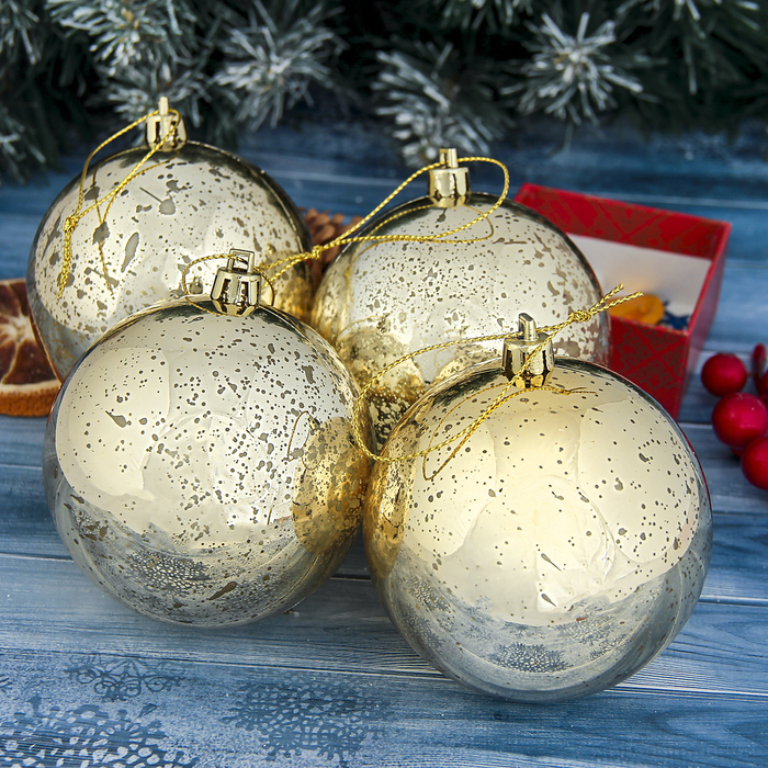 Новогодние шары "Винтажное золото" (набор 4 шт.)
