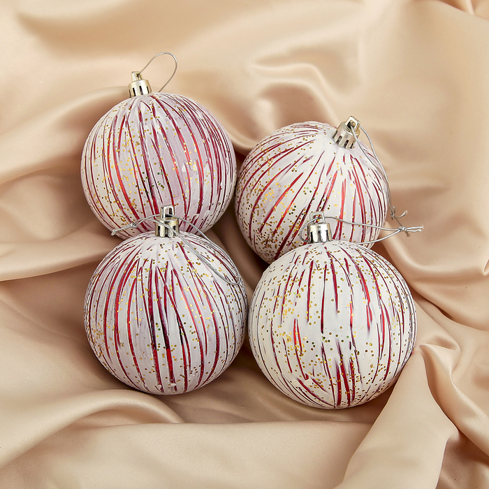 Новогодние шары "Красный стиль" (набор 4 шт.)