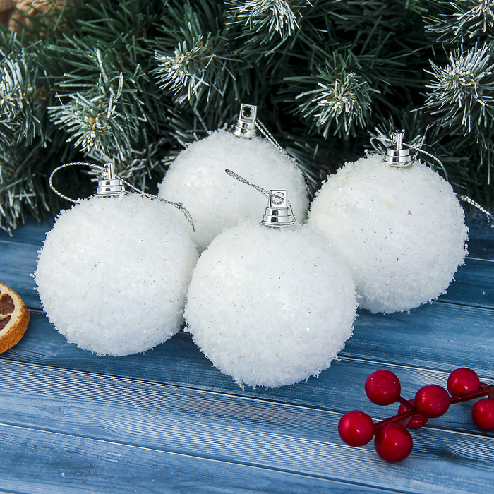 Новогодние шары "Снег" (набор 4 шт.)